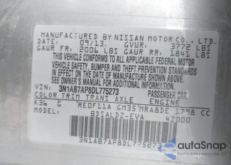 2013 Nissan Sentra Sv from USA, damaged, VIN 3N1AB7AP8DL775273